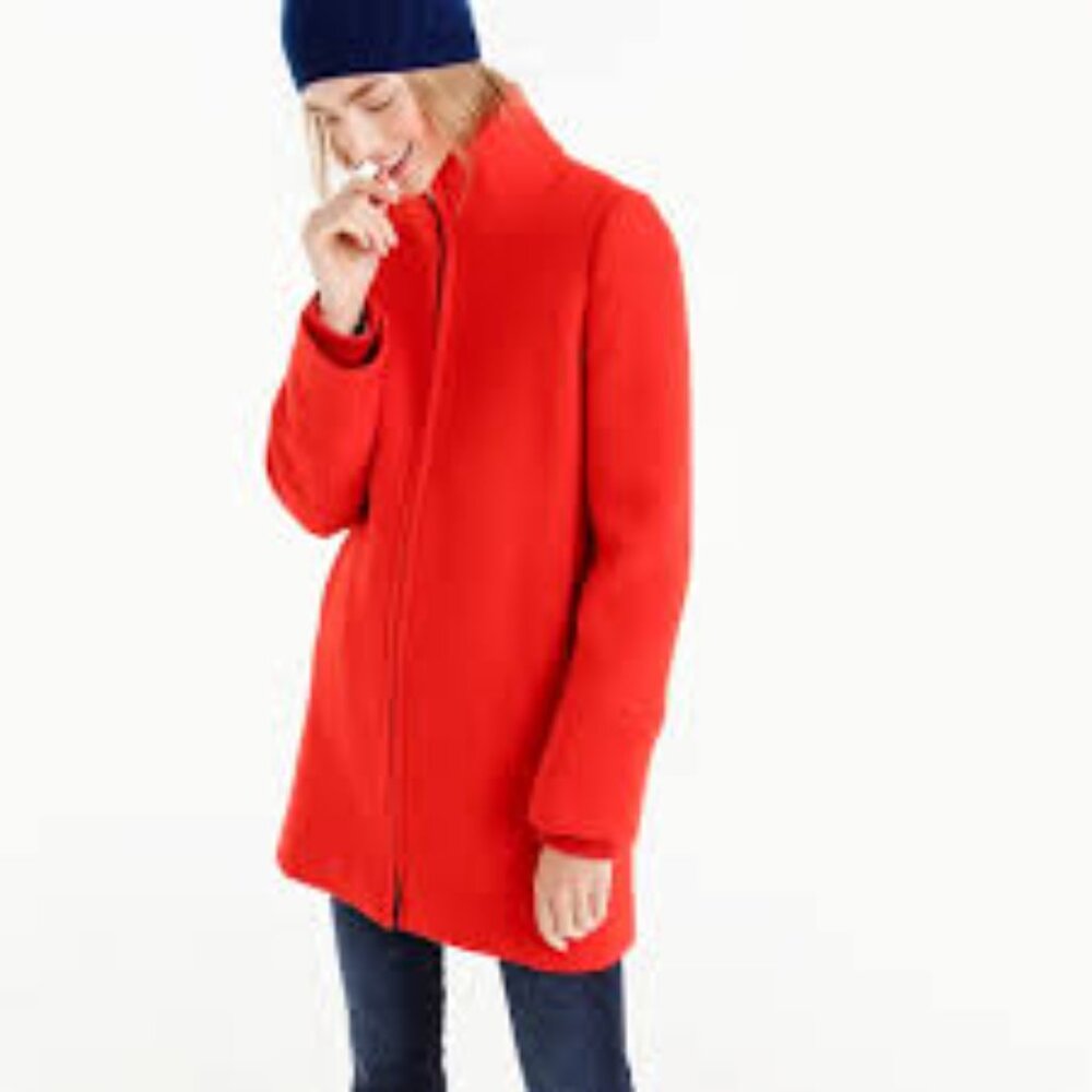 J.CREW Italian Stadium Cloth Nello Gori Wool Blend Coat In Red in Size 6